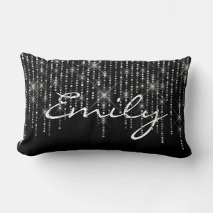 Coussin Rectangle Diamants étincelants sur noir