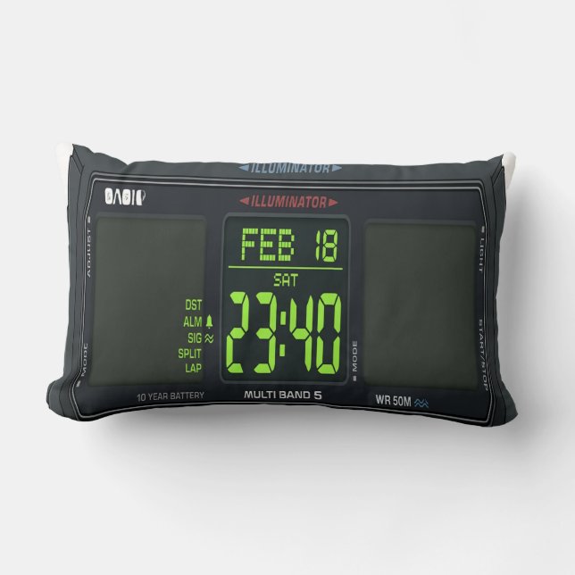Coussin Rectangle  Digital Watch Face Lumbar Pillow (Recto)