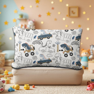 Coussin Rectangle Dinosaures amicaux en Motif de voitures