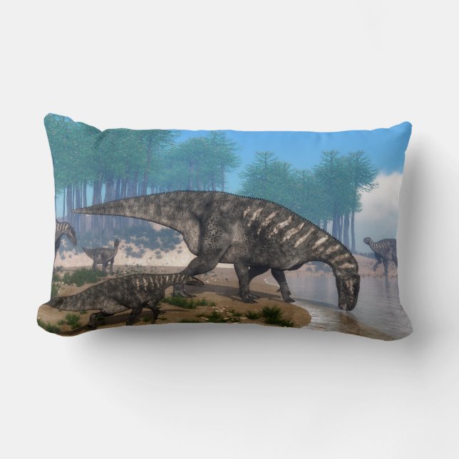 Coussin Rectangle Dinosaures d'Iguanodon (Recto)