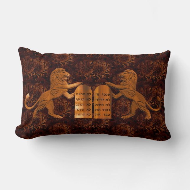 Coussin Rectangle Dix commandements et lions (Recto)