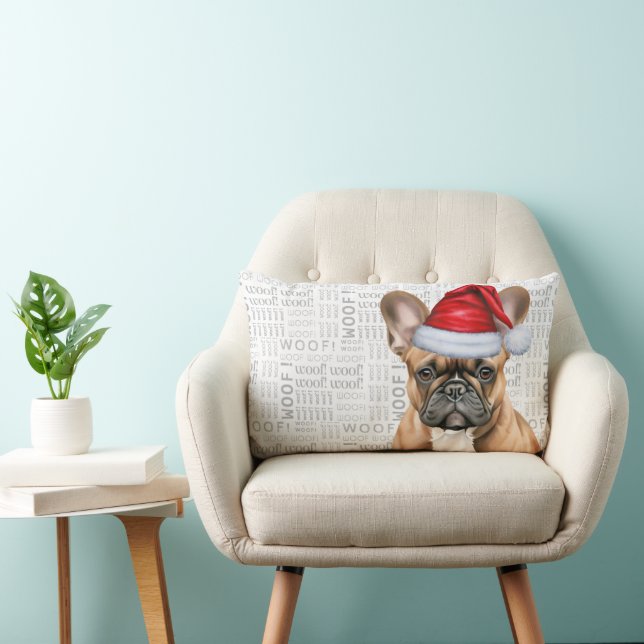 Coussin Rectangle Dog Lover Christmas Cute French Bulldog Holiday (Chaise)
