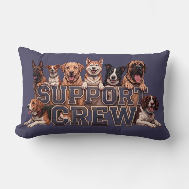 Coussin Rectangle Dogs Support Crew Multi Breed Owner Blue Dog Lover (Recto)