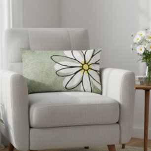 Coussin Rectangle Doodle blanc moderne tendance Daisy Grey