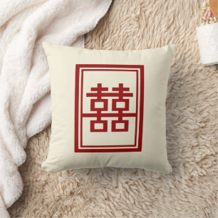 Coussin Rectangle double bonheur Mariage chinois classique