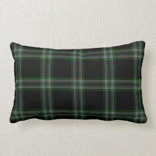 Coussin Rectangle Double plaid de tartan vert noir