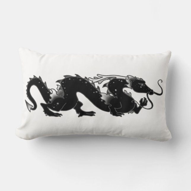 Coussin Rectangle Dragon de dragon noir et blanc (Recto)