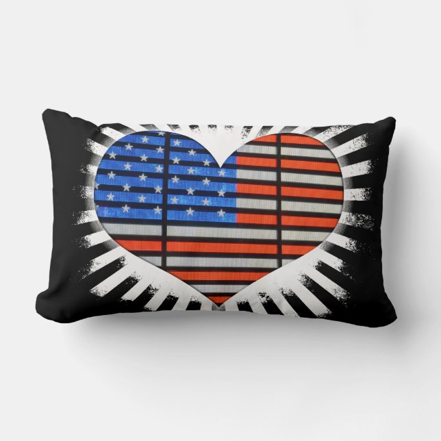 Coussin Rectangle Drapeau américain du coeur patriotique (Recto)