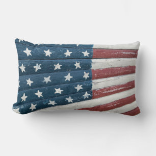 Coussin Rectangle drapeau américain en bois
