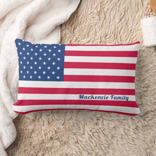 Coussin Rectangle Drapeau américain | Famille personnalisée (Couverture)