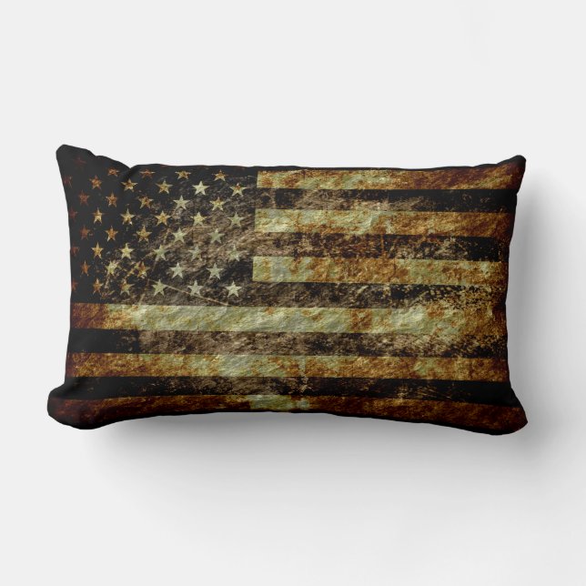 Coussin Rectangle Drapeau américain grunge (Recto)