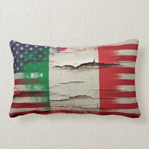 Coussin Rectangle Drapeau américain italien de la peinture   de