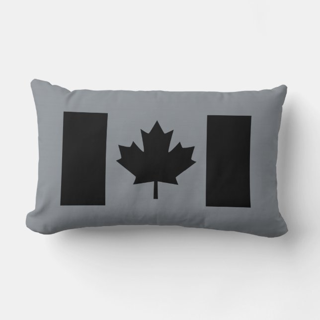 Coussin Rectangle Drapeau canadien élégant en noir (Recto)