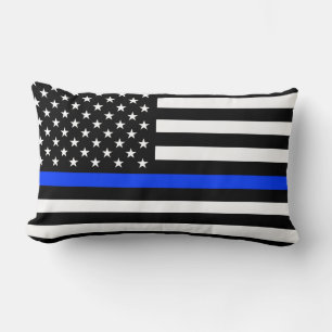 Coussin Rectangle Drapeau de police de la ligne bleue mince