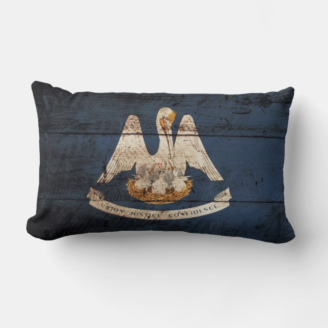 Coussin Rectangle Drapeau d'état de la Louisiane sur le vieux grain (Recto)