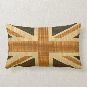 Coussin Rectangle Drapeau en bois d'Union Jack R-U