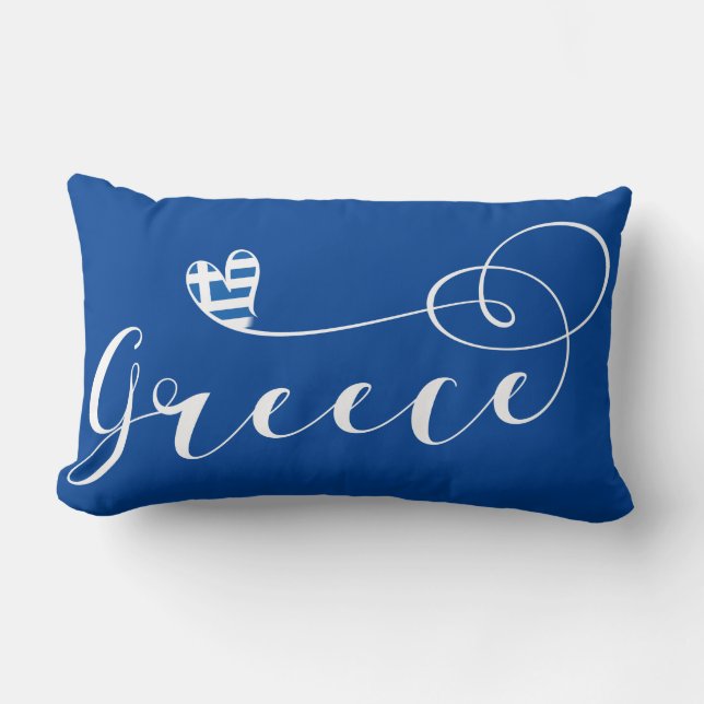 Coussin Rectangle Drapeau Grec En Coeur, Grèce (Recto)