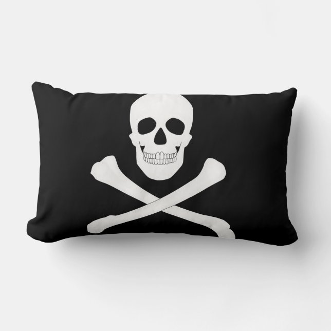 Coussin Rectangle Drapeau Pirate (Jolly roger) (Recto)