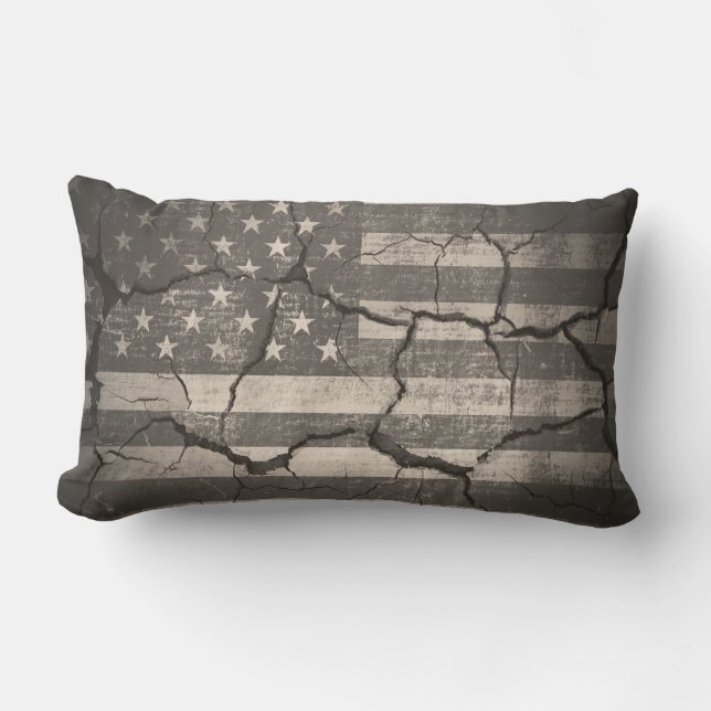 Coussin Rectangle Drapeau vintage américain fracturé (Recto)