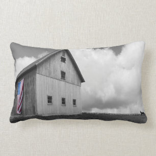Coussin Rectangle Drapeaux de nos agriculteurs - Grange avec drapeau