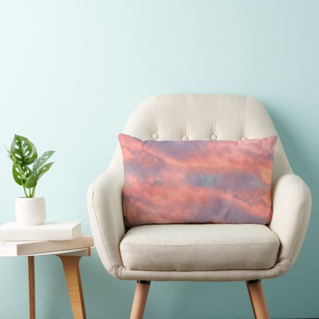 Coussin Rectangle Dreamy rose esthétique nuages de coucher de soleil (Chaise)