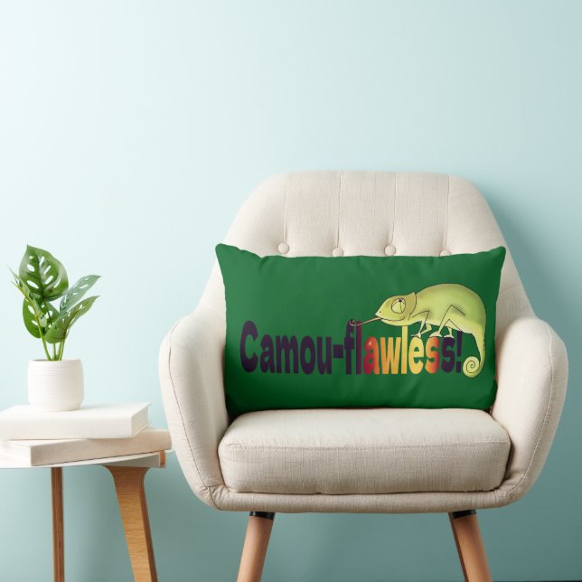 Coussin Rectangle Drôle de Camou-flawless Pun de Caméléon (Chaise)