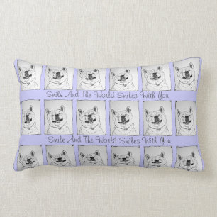 Coussin Rectangle drôle de photo de chien d'akita souriant et sloga