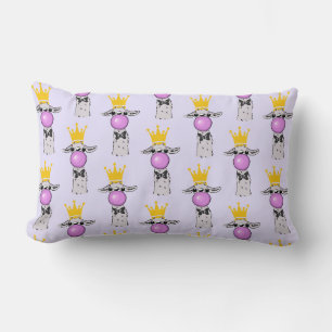 Coussin Rectangle Drôle Llama souffle un Motif de bulle rose