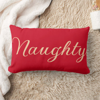 Coussin Rectangle Drôle Naughty (ou Nice) Mot Vacances Taille Rouge