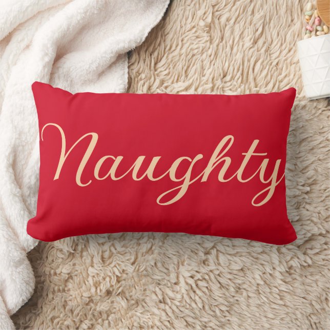 Coussin Rectangle Drôle Naughty (ou Nice) Mot Vacances Taille Rouge (Couverture)