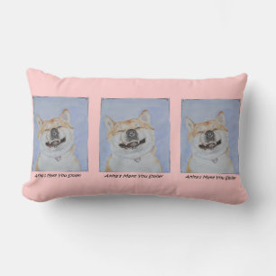 Coussin Rectangle drôle photo de chien d'akita souriant avec slogan