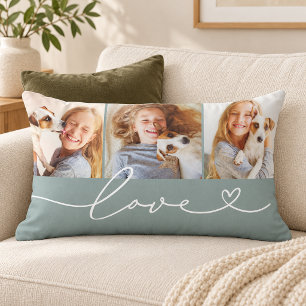 Coussin Rectangle Dusty Teal Love Heart Script 3 Photo