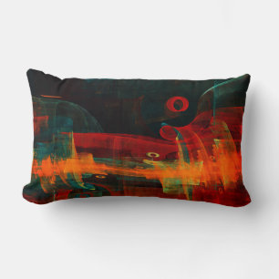 Coussin Rectangle Eau Orange Rouge Bleu moderne Art Abstrait Motif