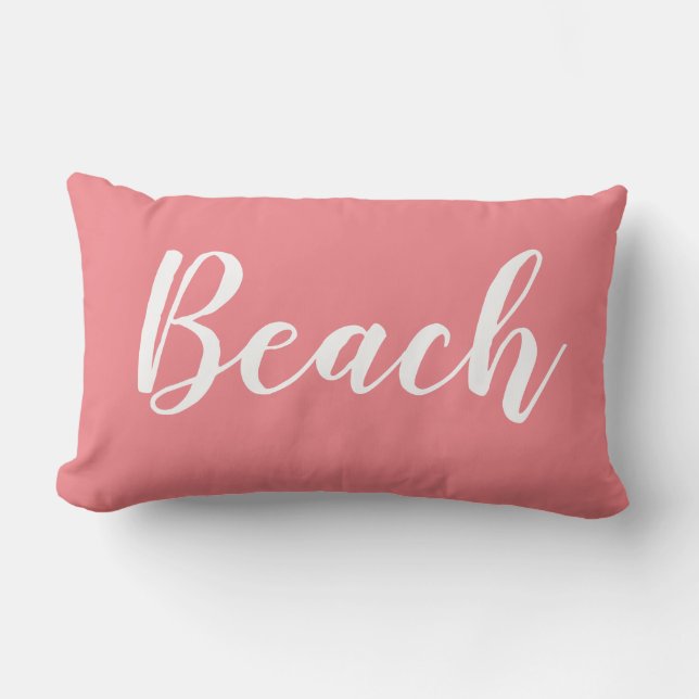 Coussin Rectangle Écouteur à lancer blanc à script de plage (Recto)