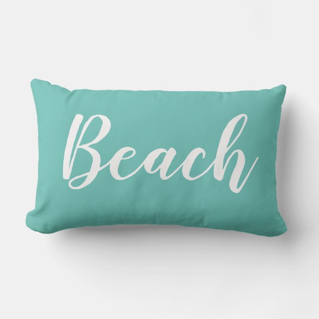 Coussin Rectangle Écouteur à lancer blanc à script de plage (Recto)