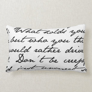 Coussin Rectangle Écriture manuscrite de script noir et blanc Pillo