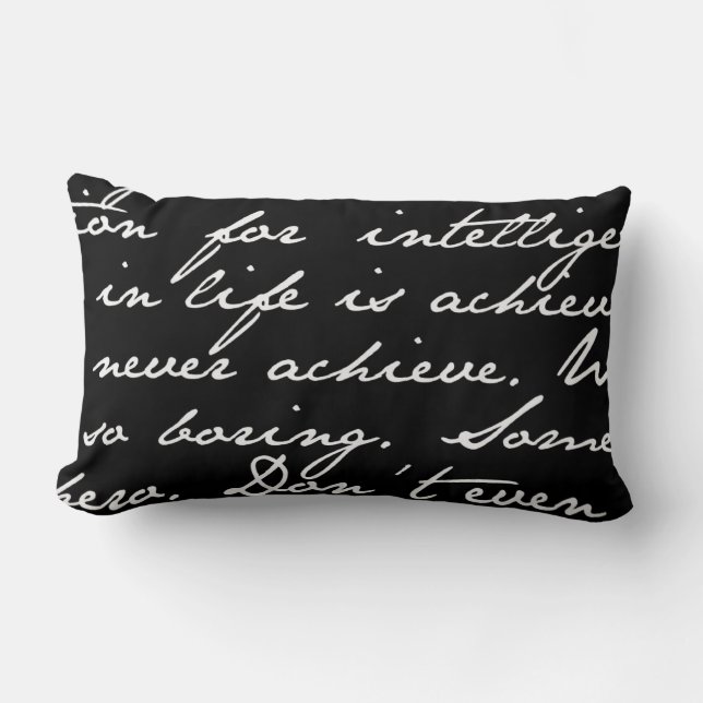 Coussin Rectangle Écriture manuscrite de script noir et blanc Pillow (Recto)