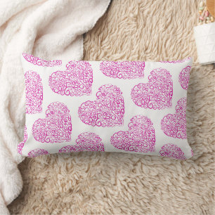 Coussin Rectangle Écriture spirale coeur rose pour la Saint Valentin