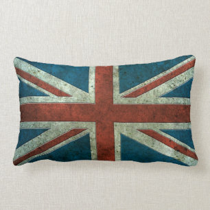 Coussin Rectangle Effet en acier âgé par drapeau britannique