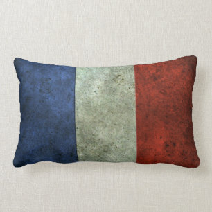 Coussin Rectangle Effet en acier âgé par drapeau français