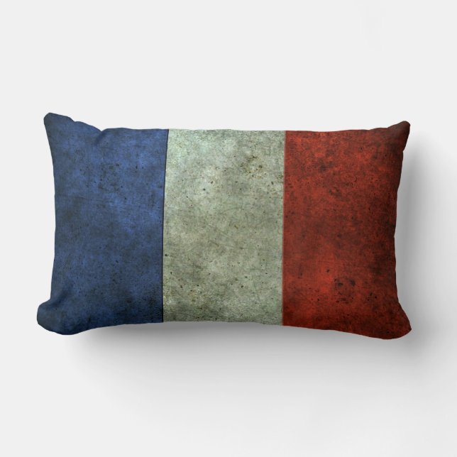 Coussin Rectangle Effet en acier âgé par drapeau français (Recto)