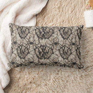 Coussin Rectangle Éffrayant Black Lace Spider Web Motif sans couture