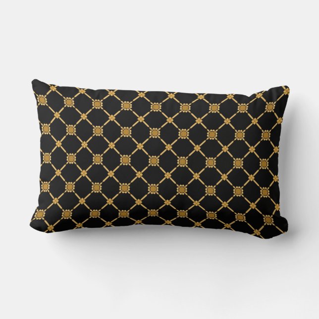 Coussin Rectangle Élégance du treillis doré (Verso)