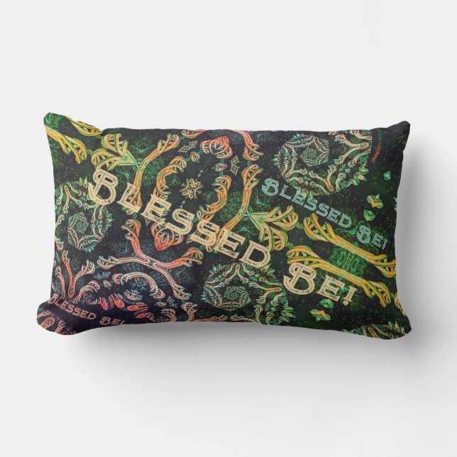 Coussin Rectangle Élégance fractale sombre (Recto)