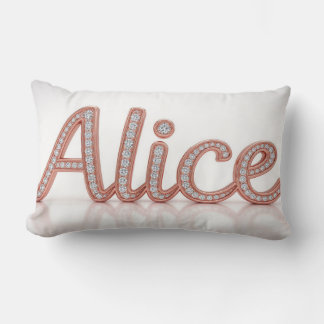 Coussin Rectangle Elegant Alice Nom Avec Lettrine Diamant Brillante