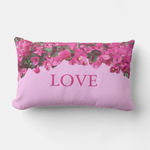 Coussin Rectangle Élégant amour Fleurs tropicales sur rose