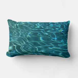 Coussin Rectangle Elégant bleu eau turquoise motif vagues de lac océ