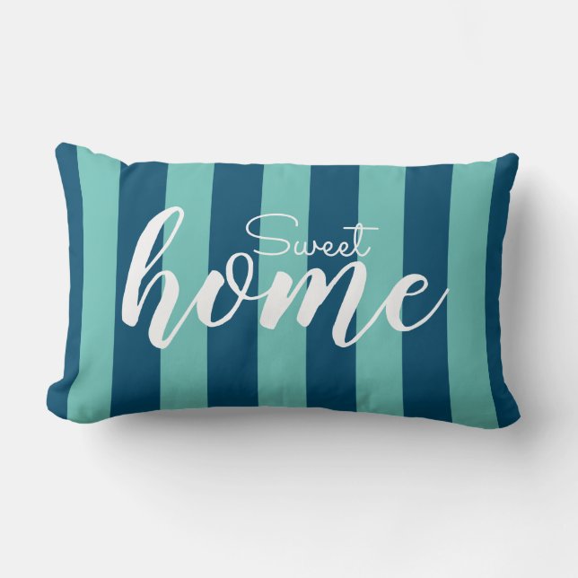 Coussin Rectangle Élégant Bleu Motif rayé Test Sweet Home (Recto)