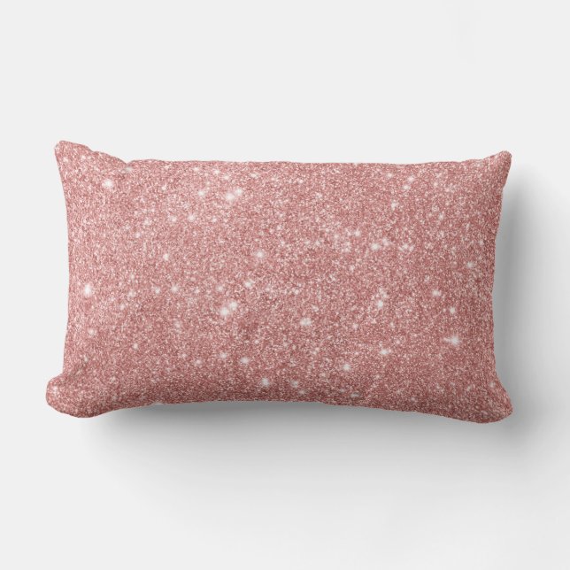 Coussin Rectangle Elégant Chic Luxury Faux Parties scintillant Rose  (Recto)