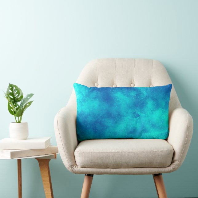 Coussin Rectangle Elégant effet nuage tempête motif bleu turquoise (Chaise)
